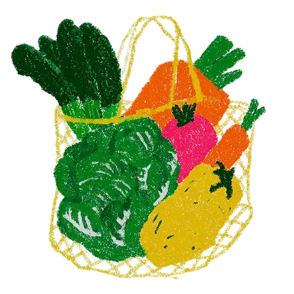 Un filet de courses rempli de légumes de saison