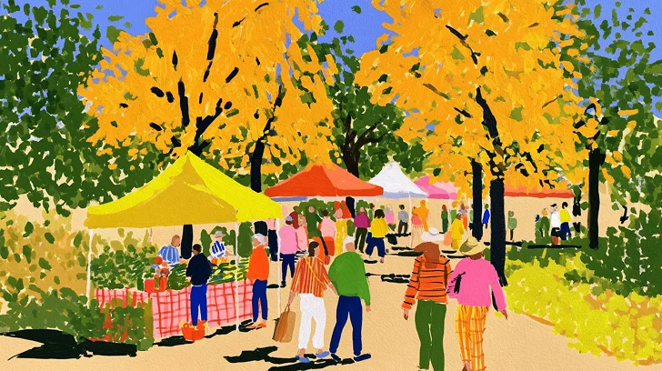 Illustration d'un marché d'automne