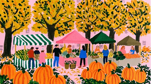 Illustration d'un marché d'automne