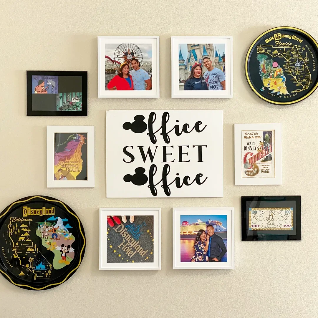 office mural with Mixtiles frames