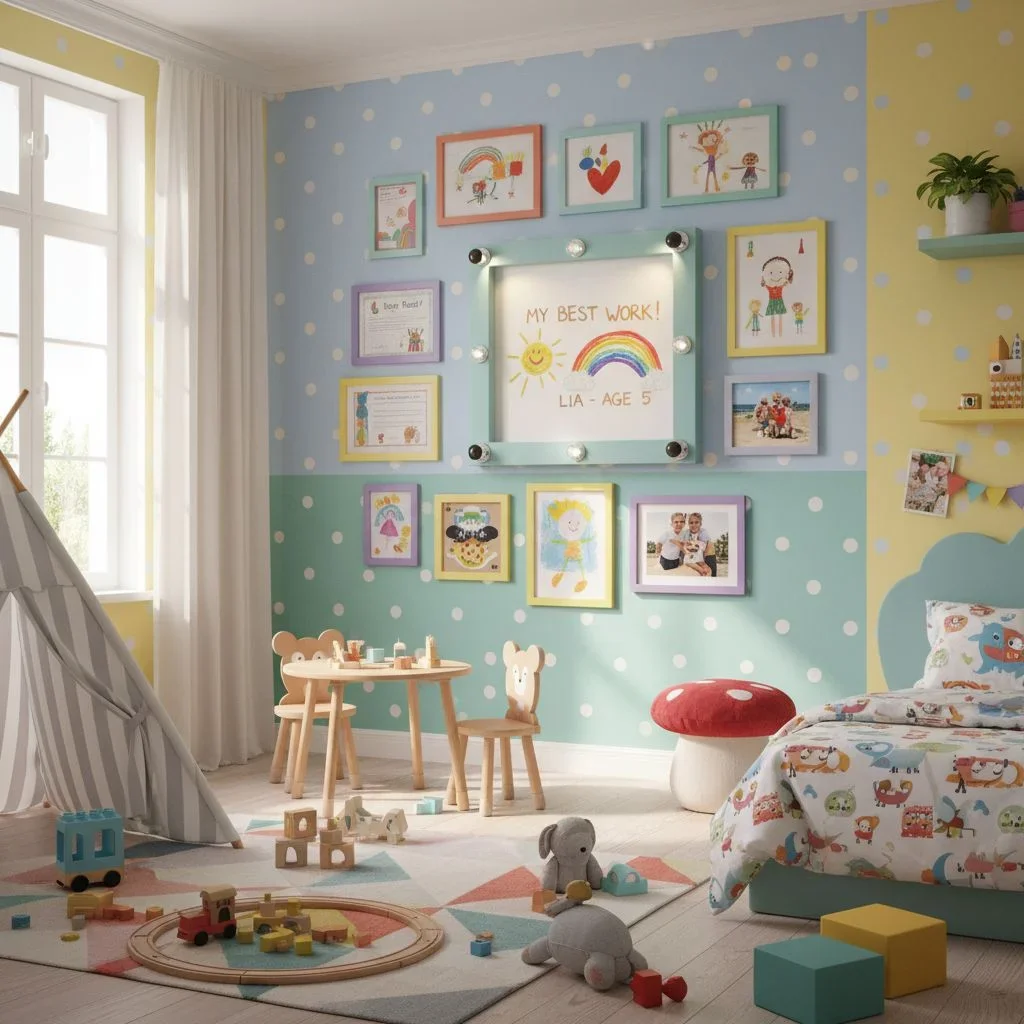 Kids’ room gallery at child height