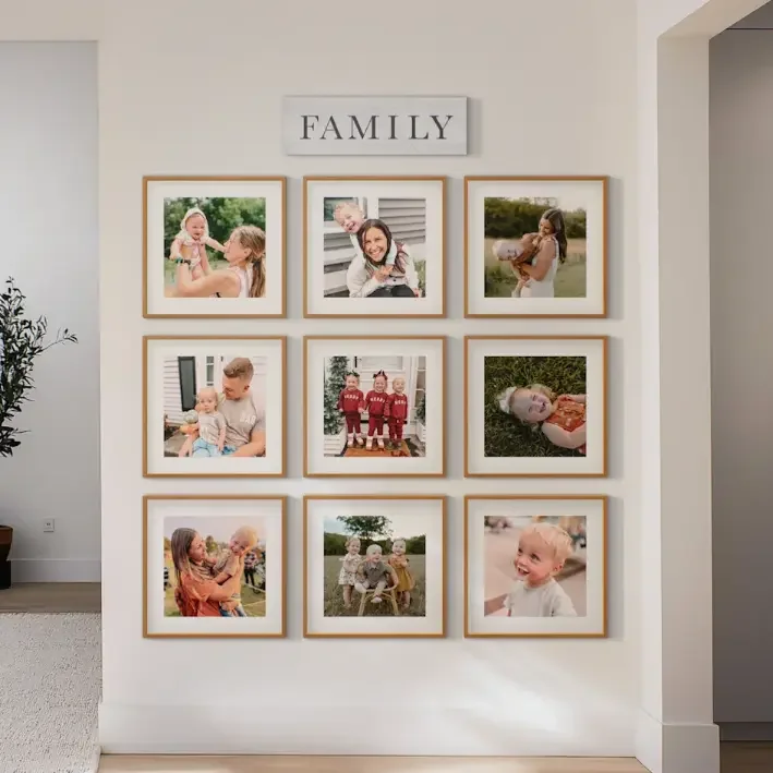 Modern 3x3 grid of family photos