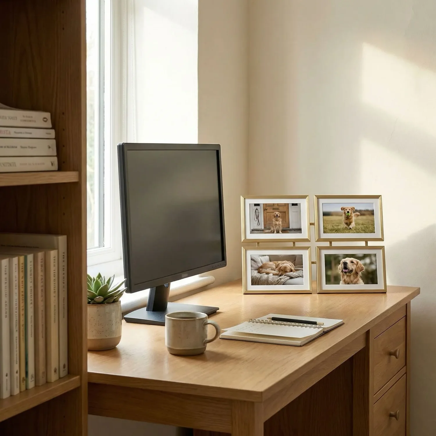 Office desk dog framed mini photos display