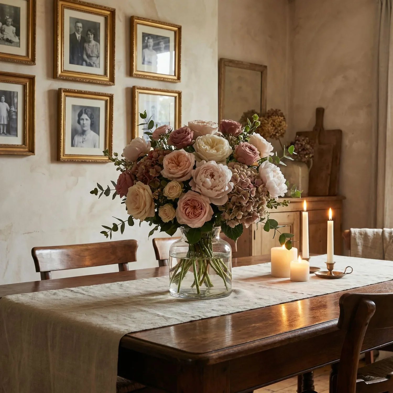Classic traditional rose and peony bouquet