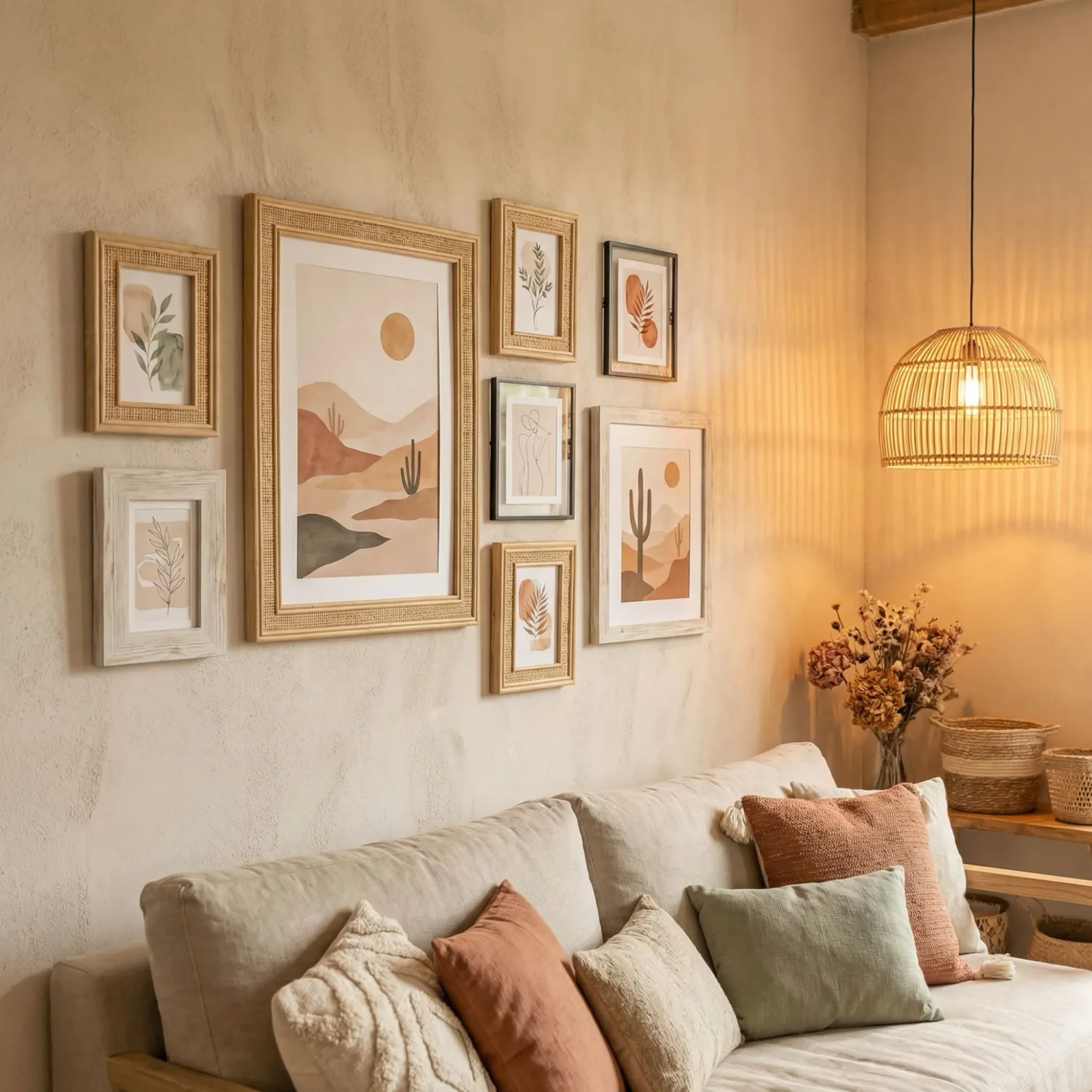 Medium wall boho gallery 8 framed pictures anchor print