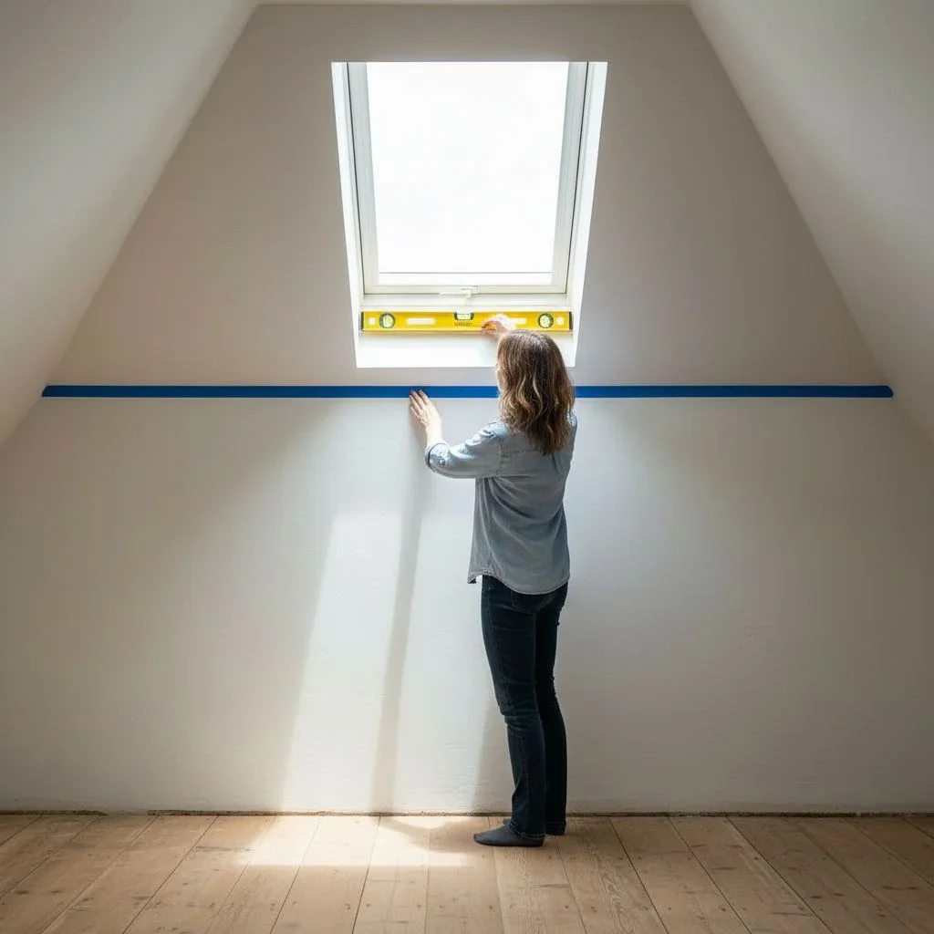 Creating an anchor line on a slanted attic wall