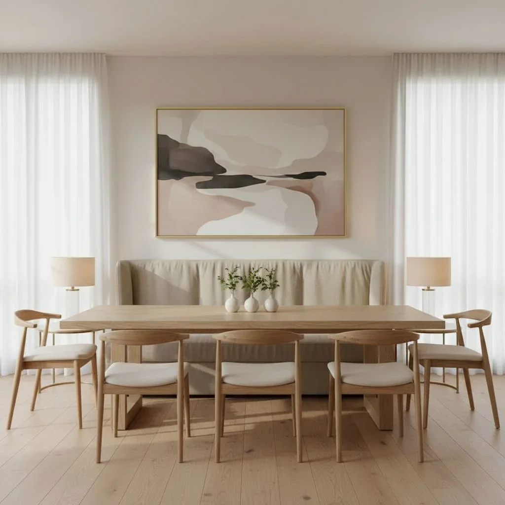 Dining room wide art for dramatic effect