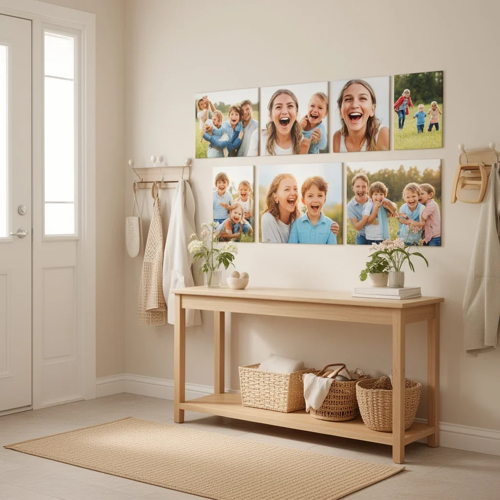 Photo portraits are a nice entryway wall decor idea.