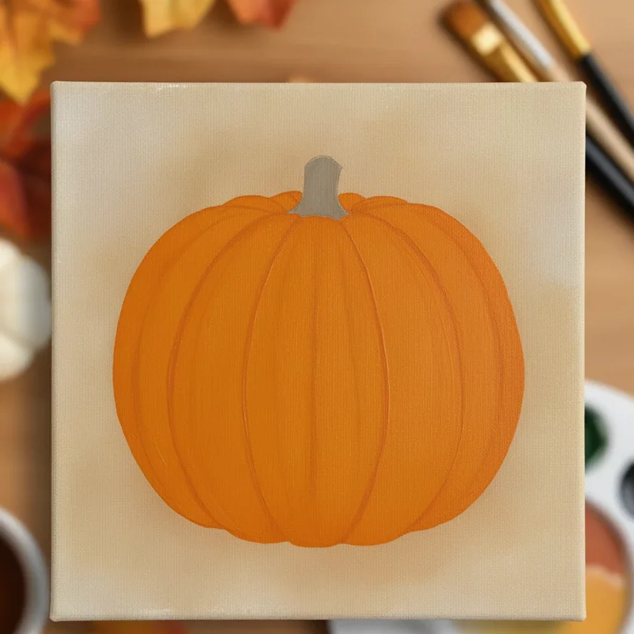 flat orange base covers pumpkin before detailing