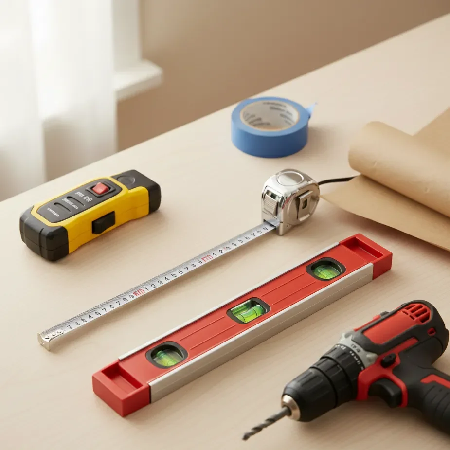 Essential tools for stairway wall art installation