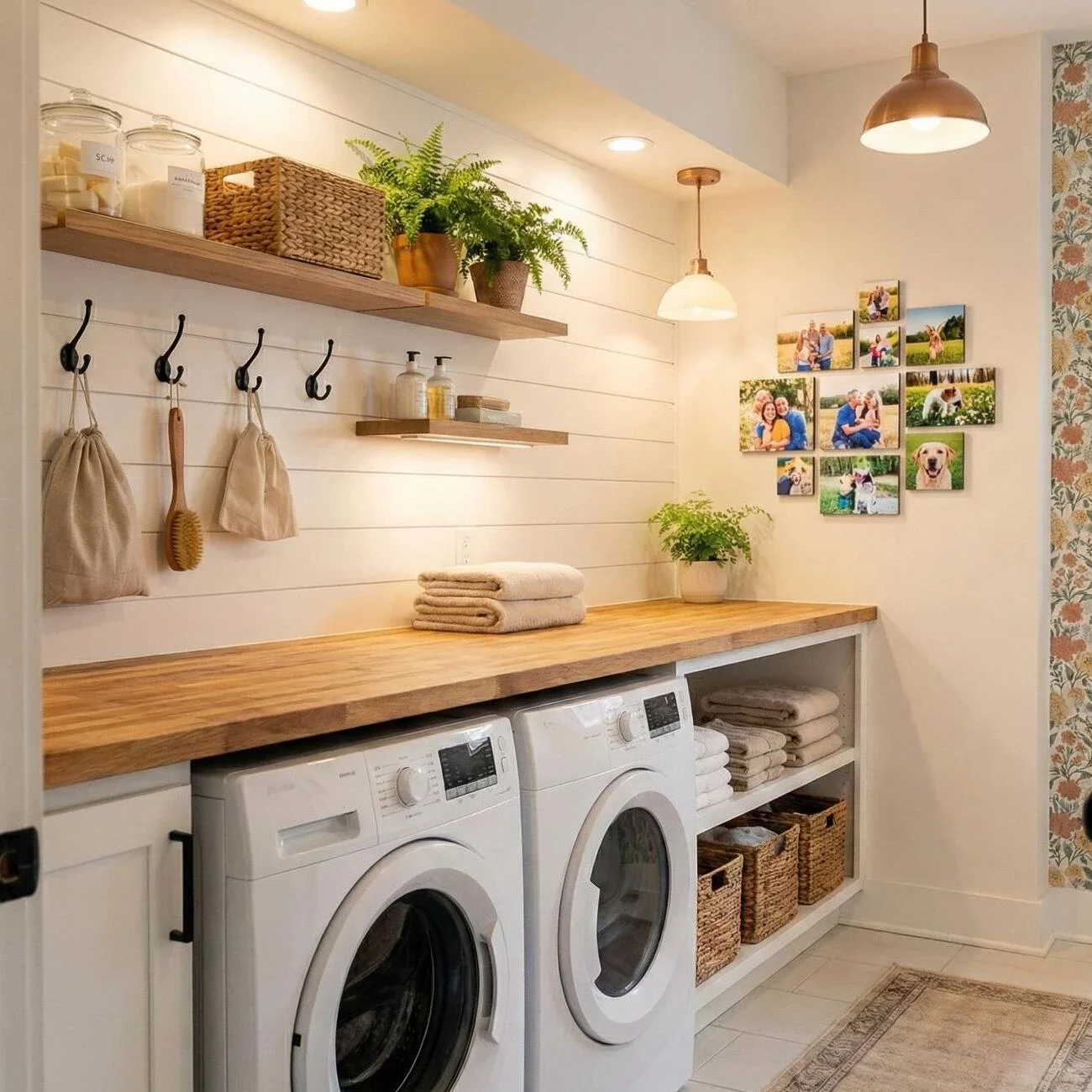 Cozy workspace with computer and motivational frames