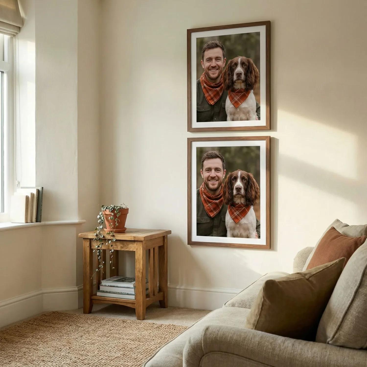 Dog dad matching bandanas framed photo gift