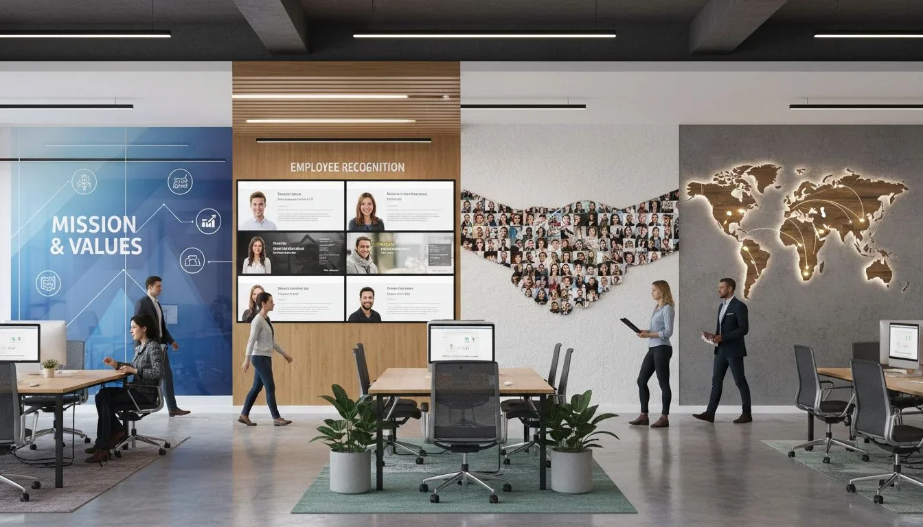 Global Map Wall with Pins and City Prints