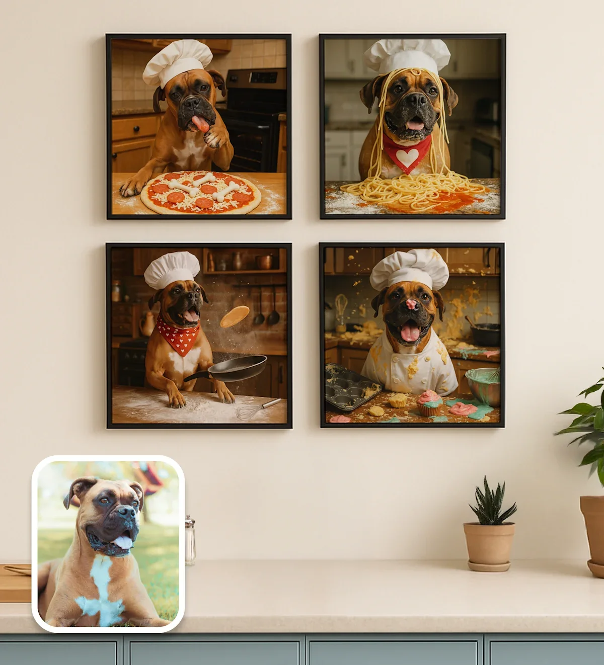 AI photos a dog cooking