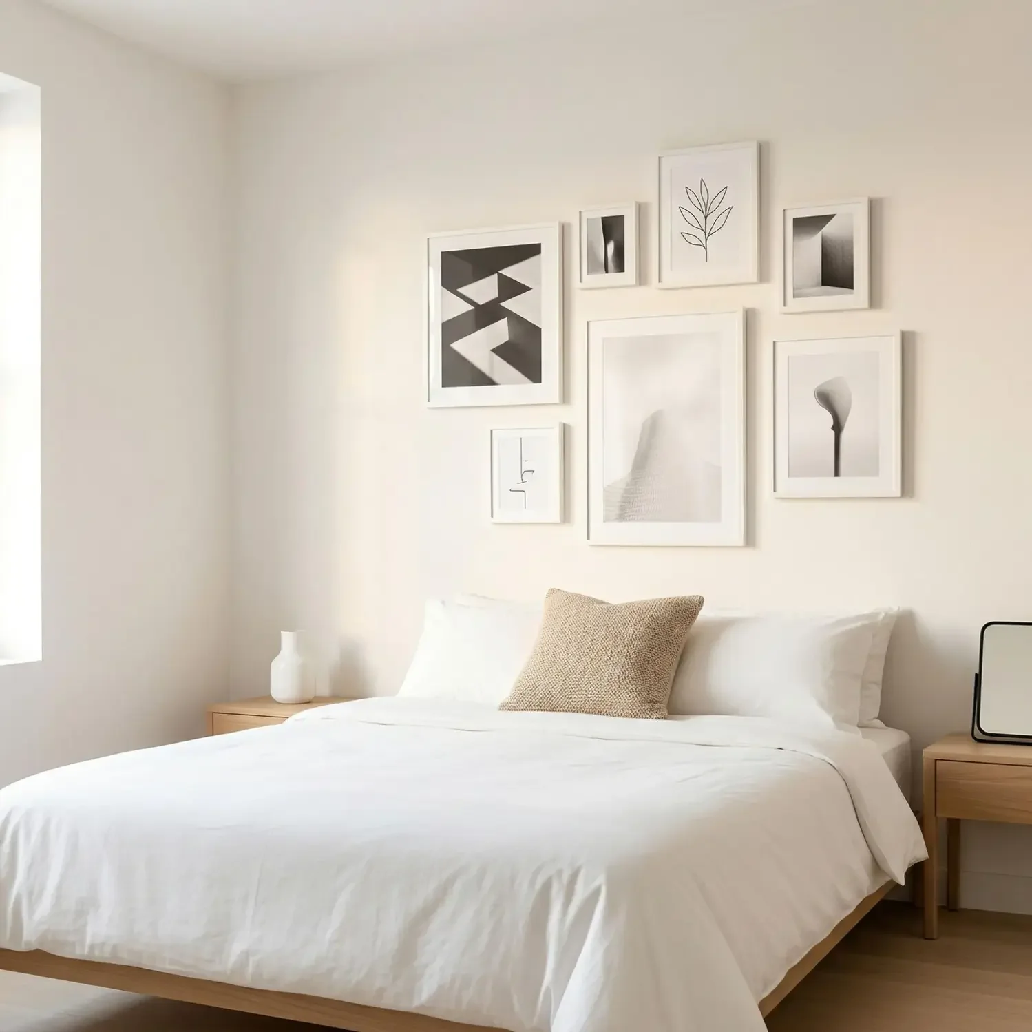 Minimalist black and white abstract framed wall art