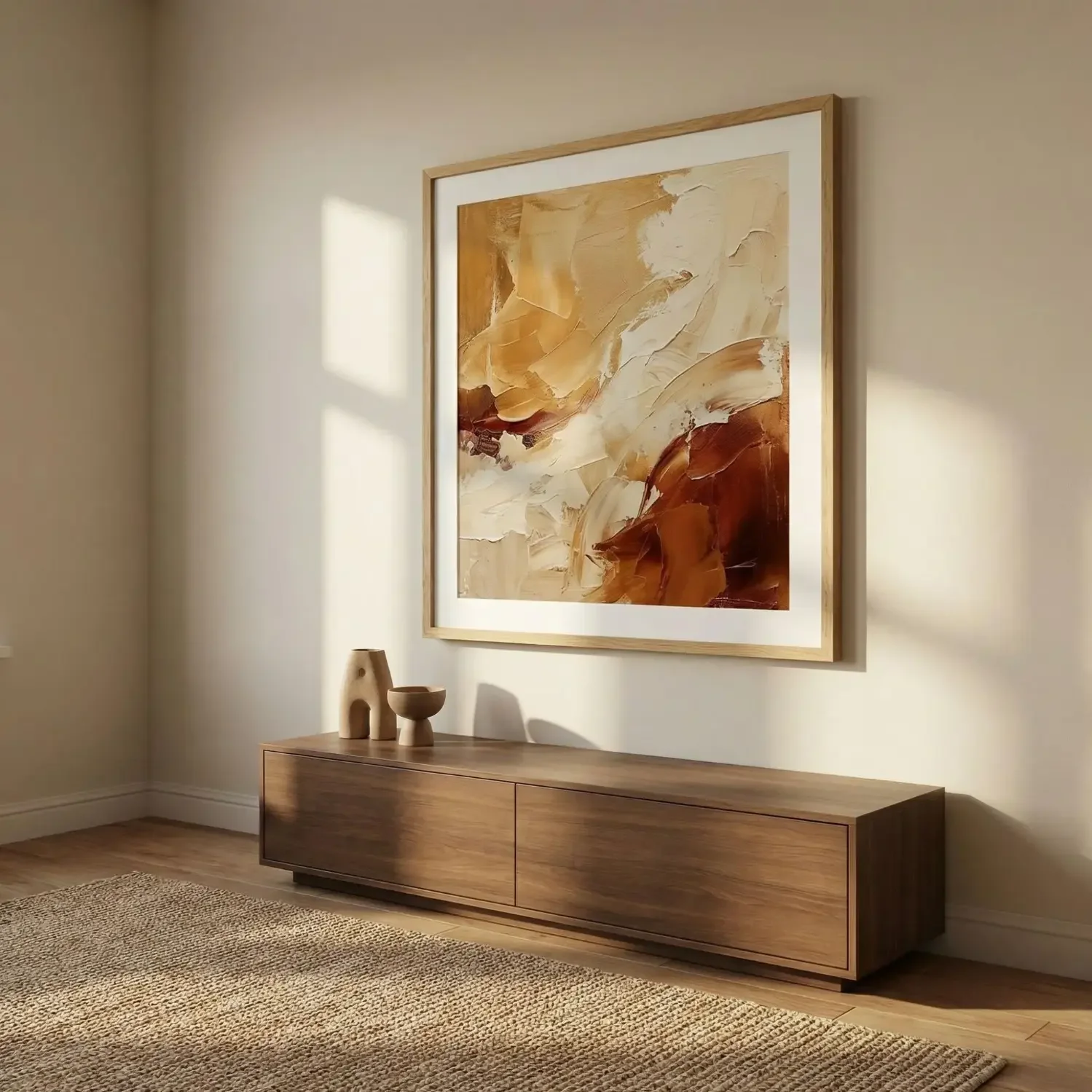 Oversized statement framed art print on wall