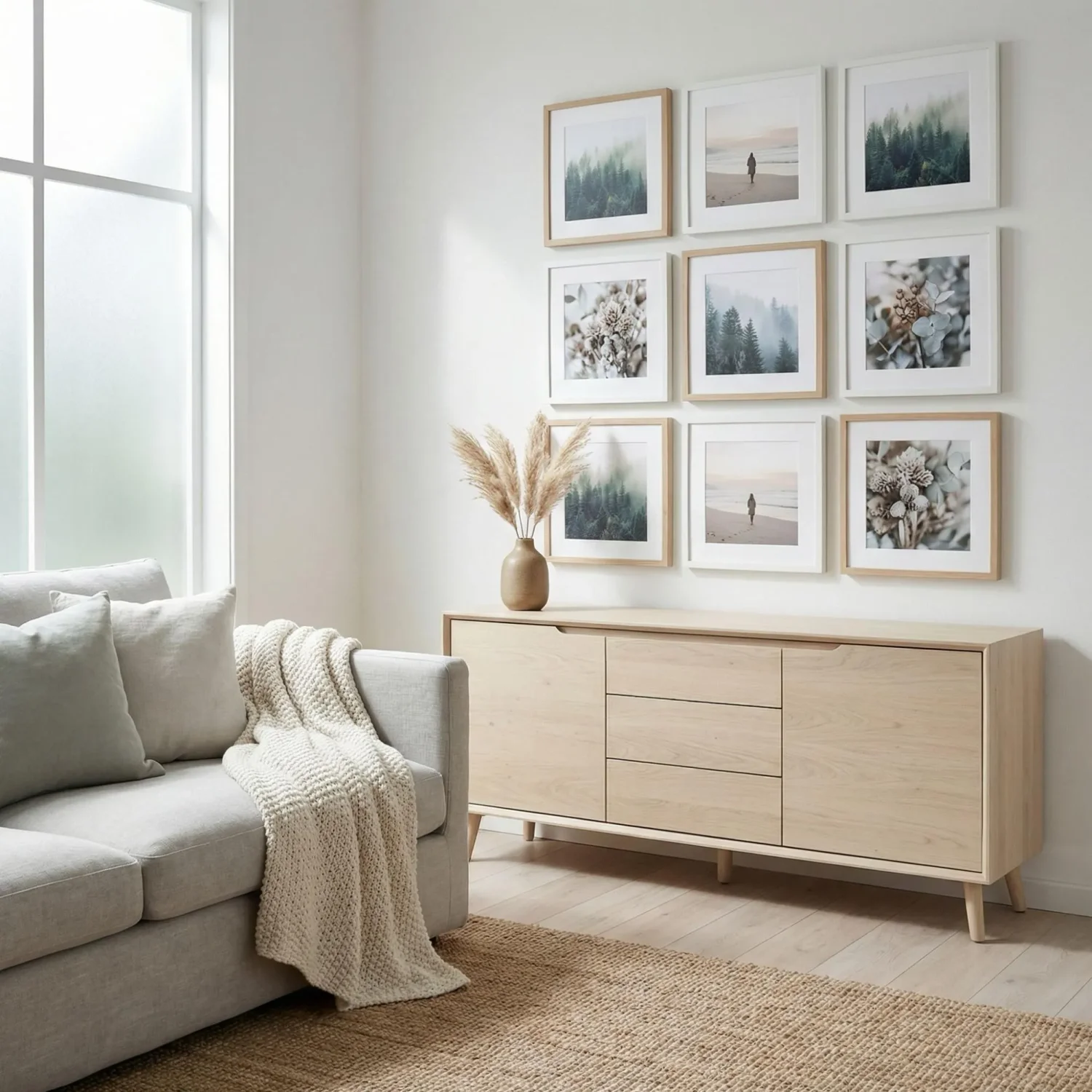 Scandinavian wall art framed photos nature decor