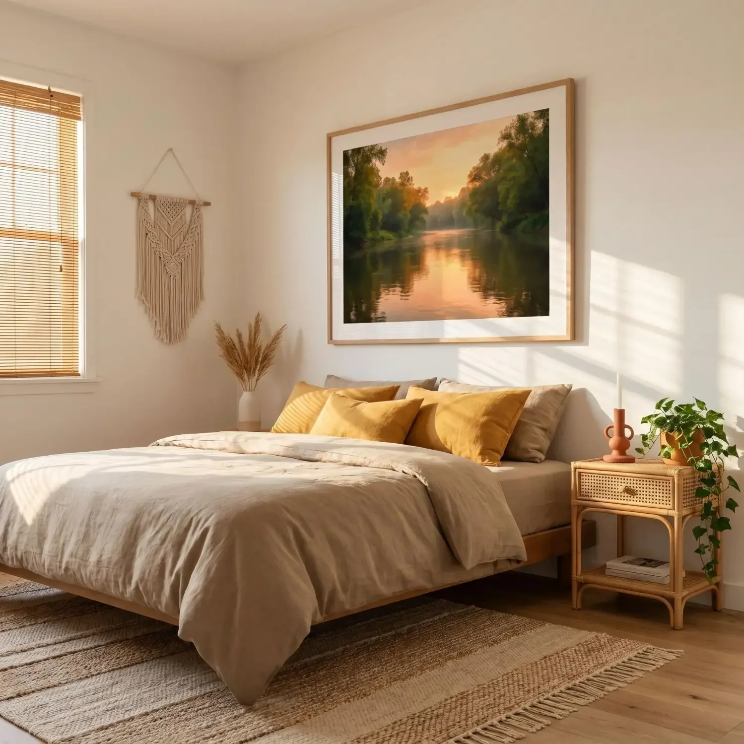 Boho bedroom landscape faith framed picture