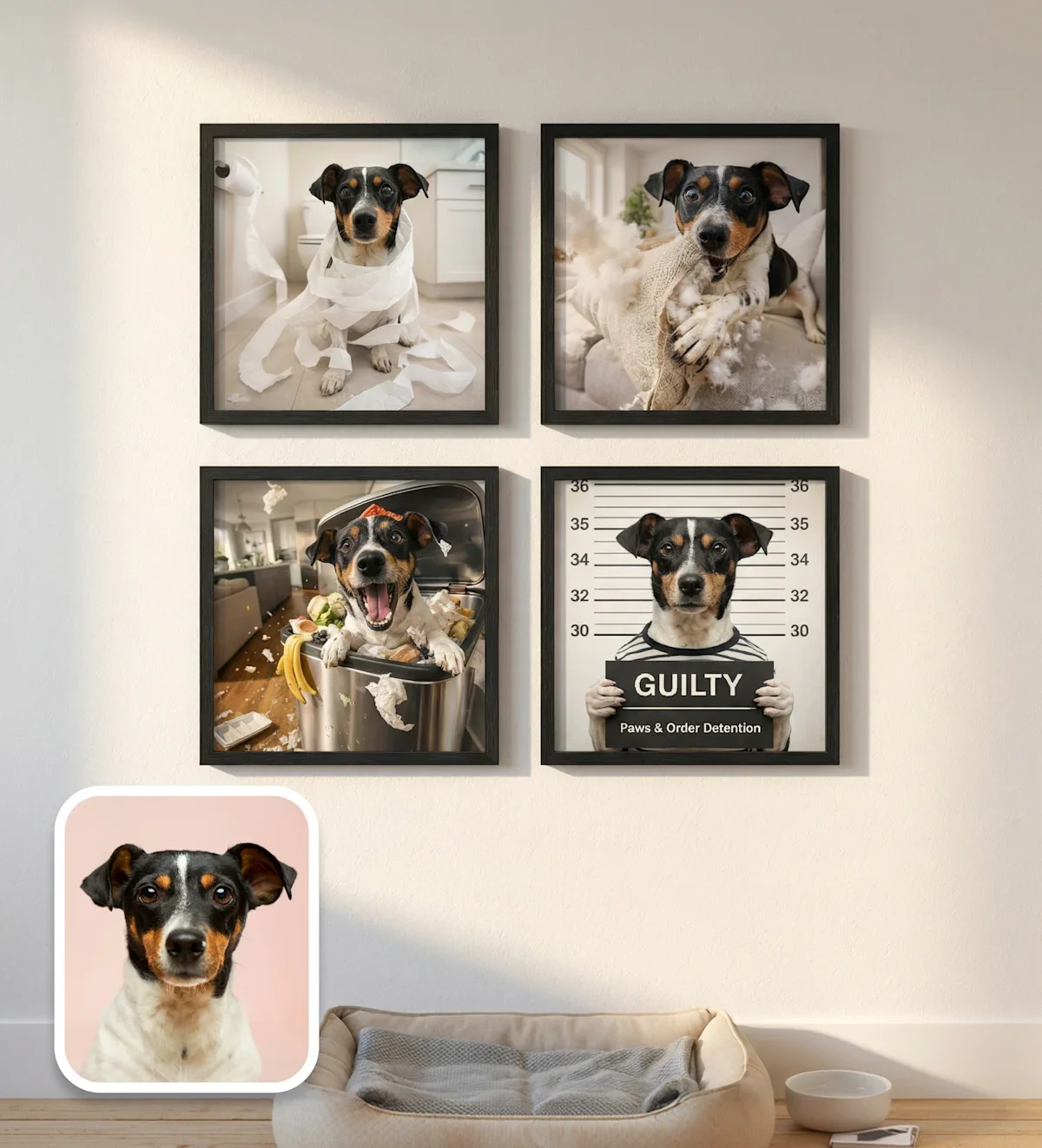 AI portraits of a mischievous dog