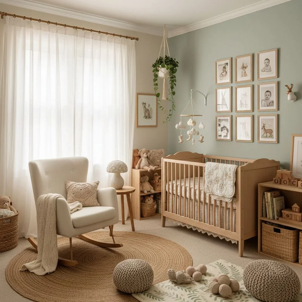 Cozy nursery with animal photo gallery