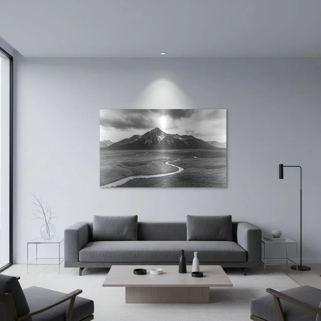 Metal print in a modern, stylish living space
