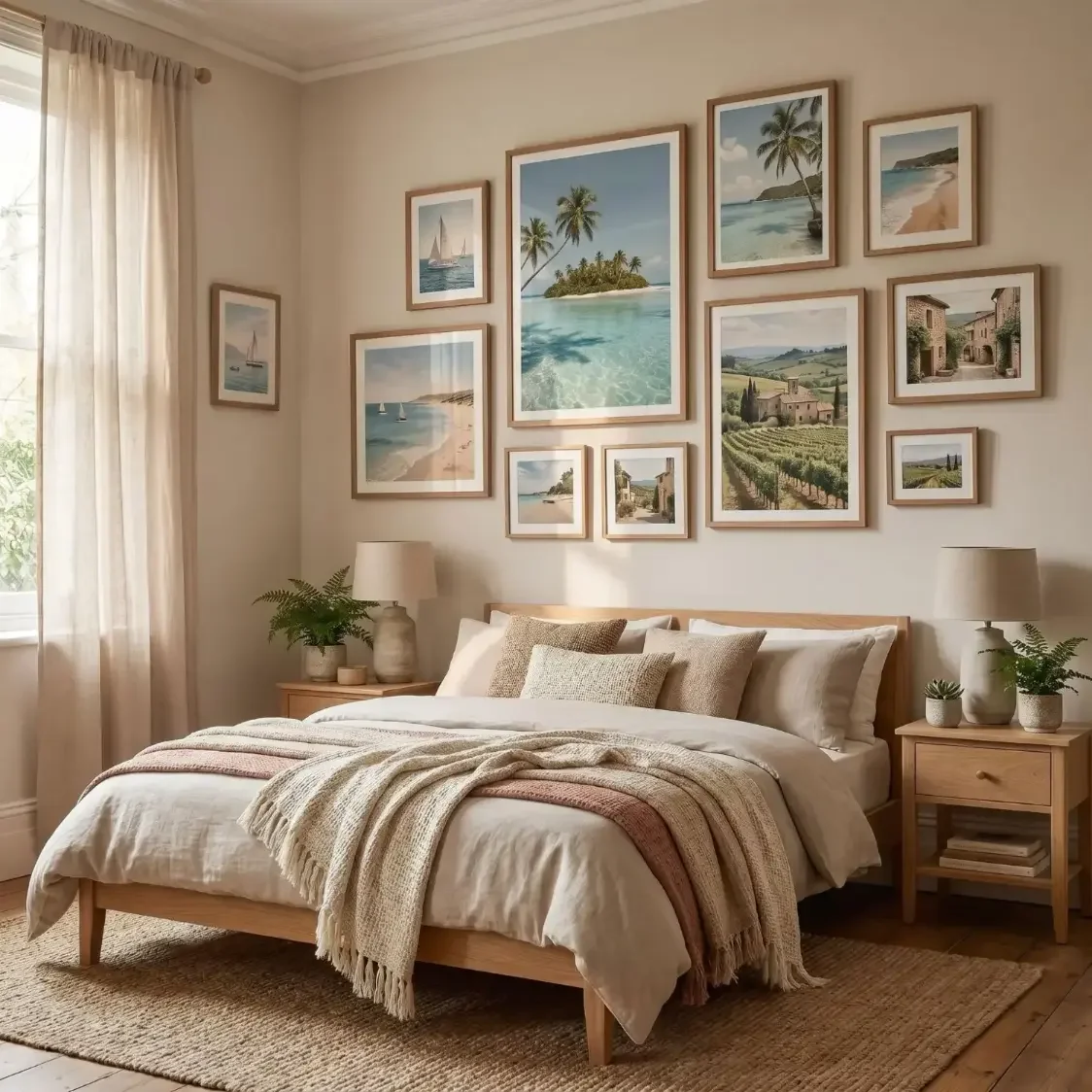 Bedroom vintage travel framed pictures coastal art