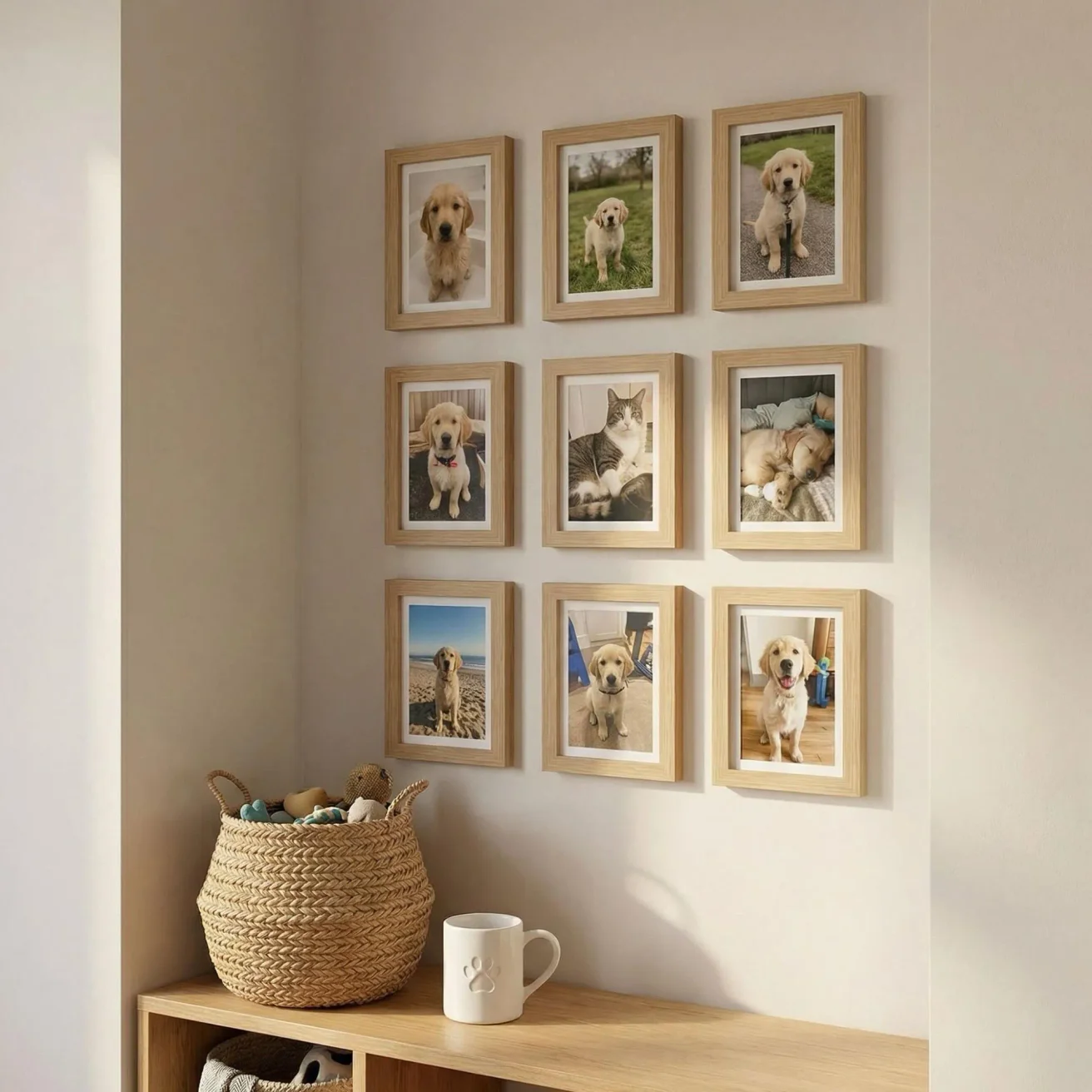 Minimalist dog mom framed wall art and mug
