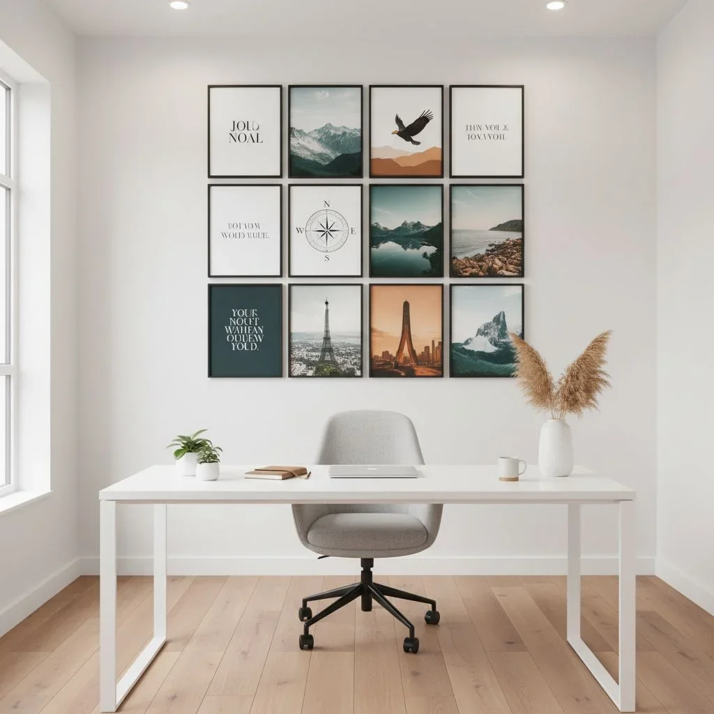 Productivity wall in home office