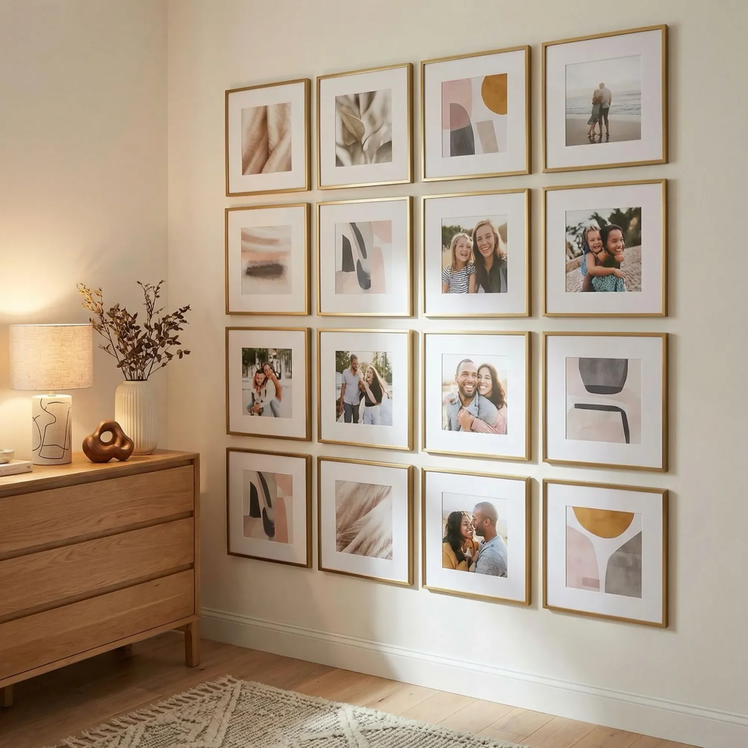 Geometric rug and ribbed ceramic bedroom accents