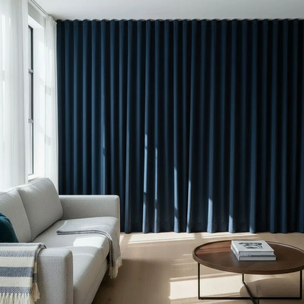 Floor-to-ceiling curtain feature wall