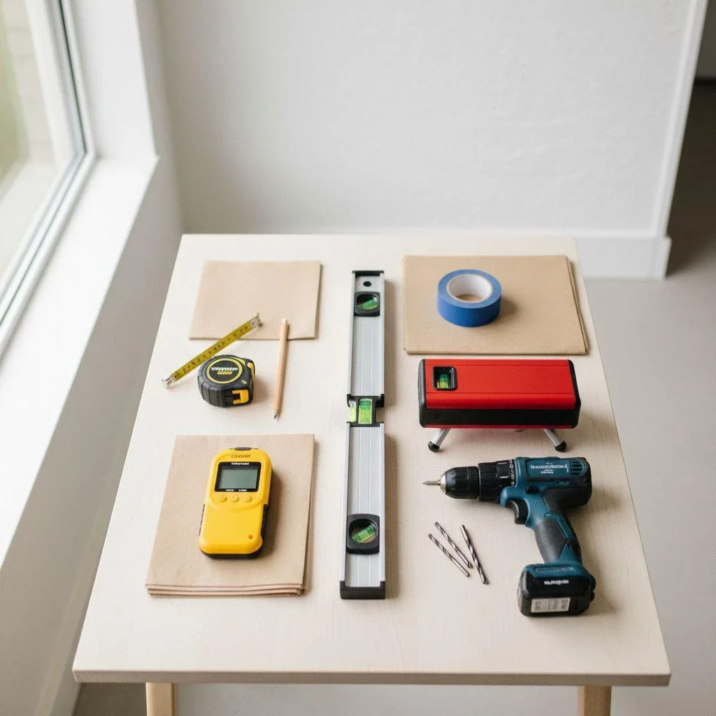 Essential tools for large wall art installation