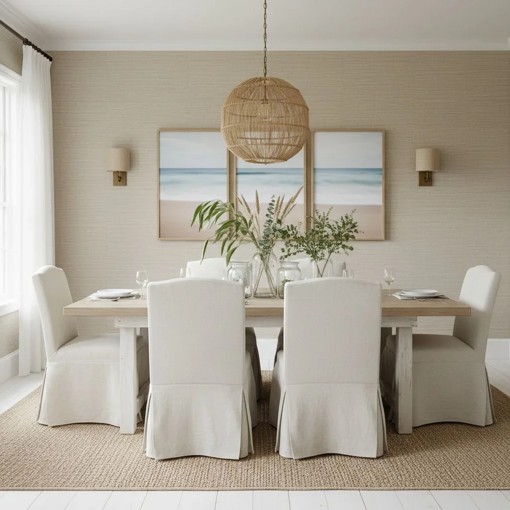 Coastal dining room with casual sophistication