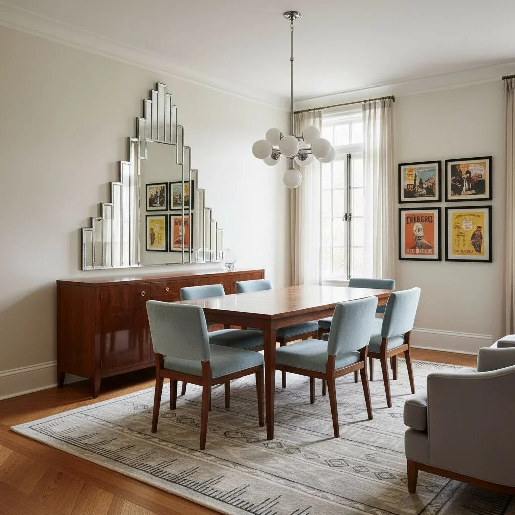 Elegant 1930s dining room with period details