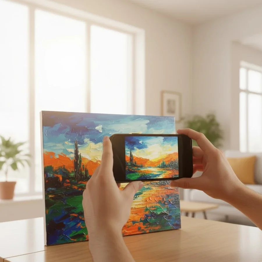 Photographing canvas art in natural light