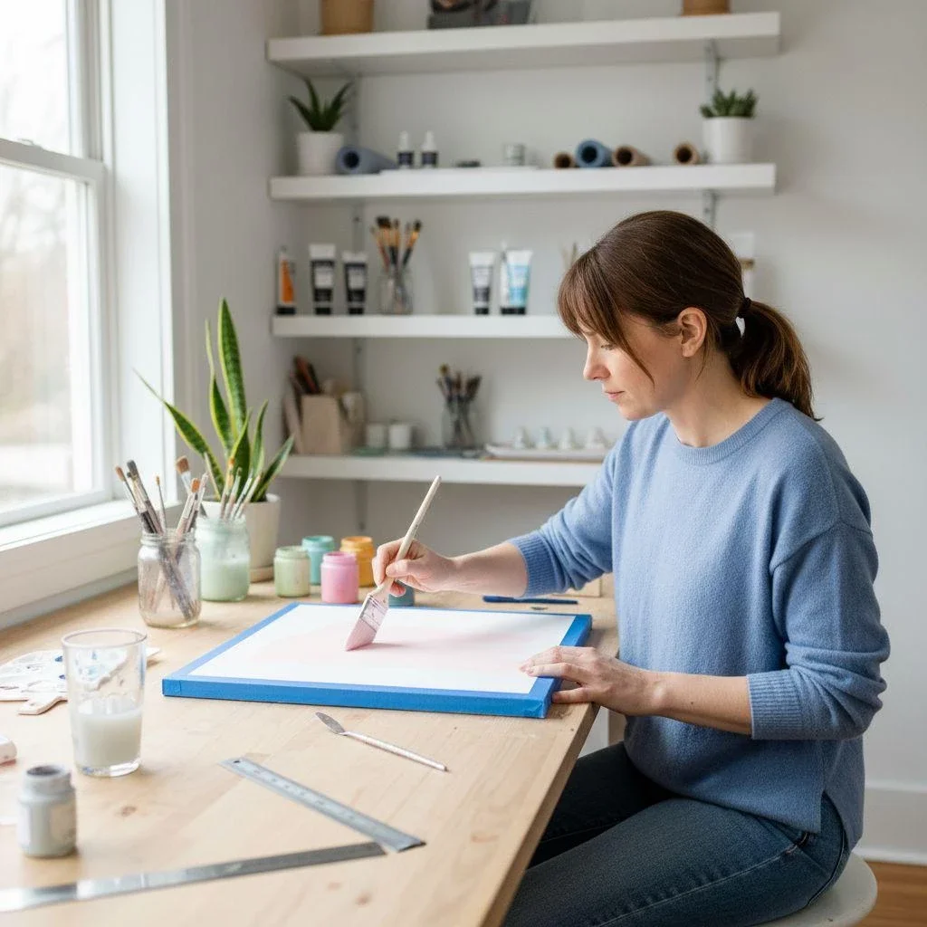 Painting the canvas for button art