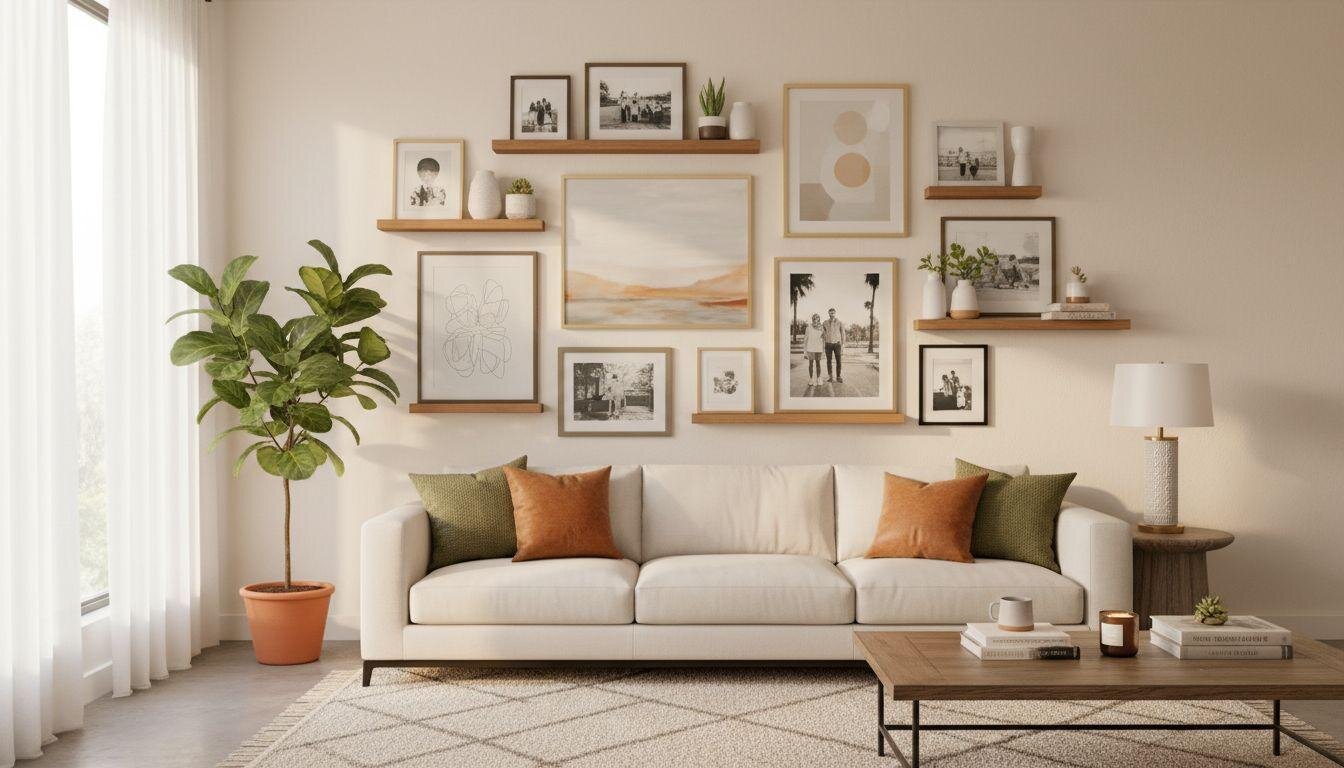 Gallery Wall with Shelves: Style & Swap with Ease