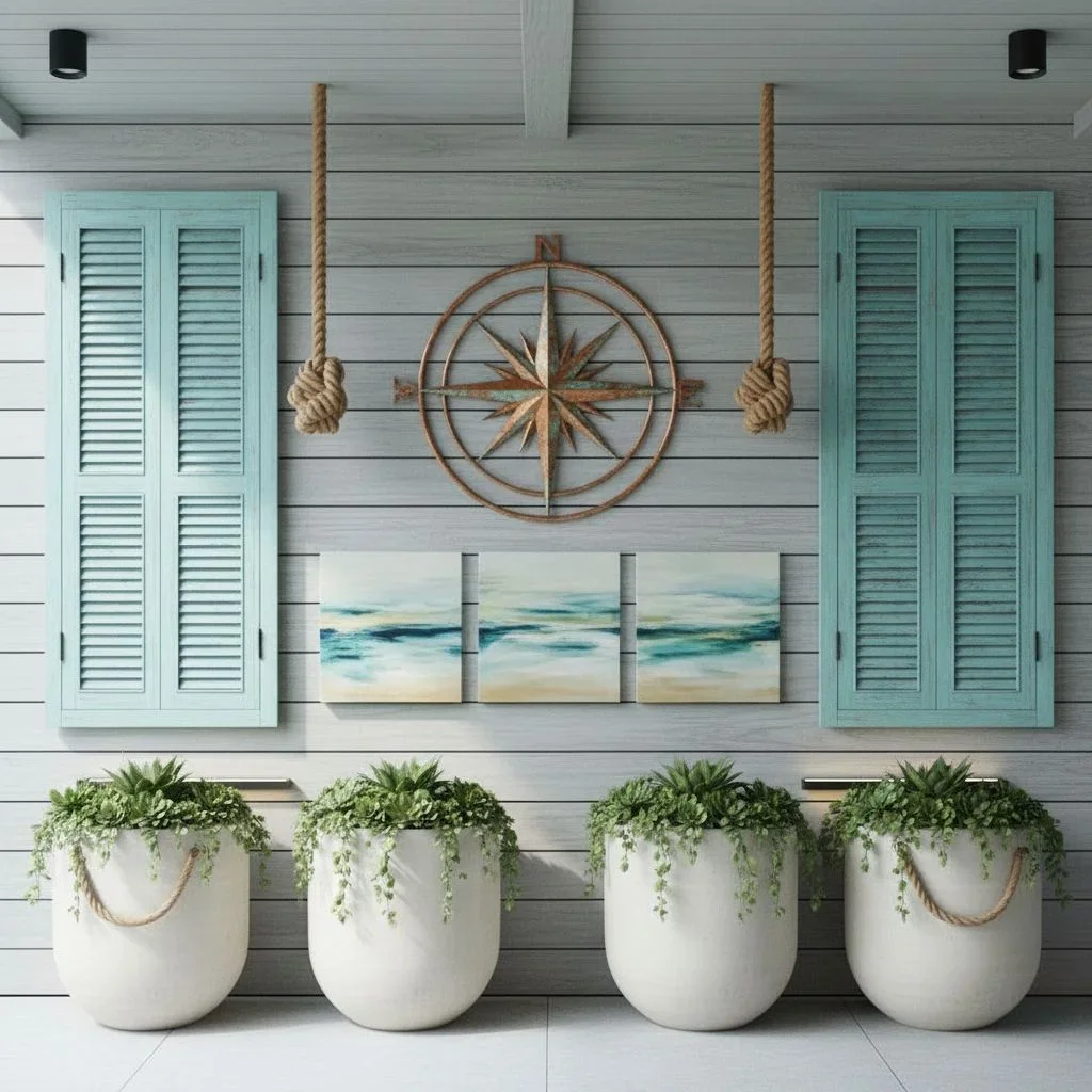 Coastal calm themed outdoor wall