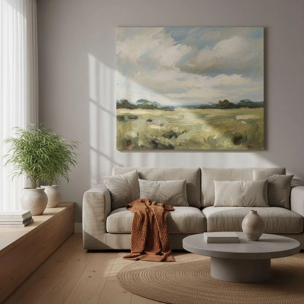 Canvas print in a cozy living room