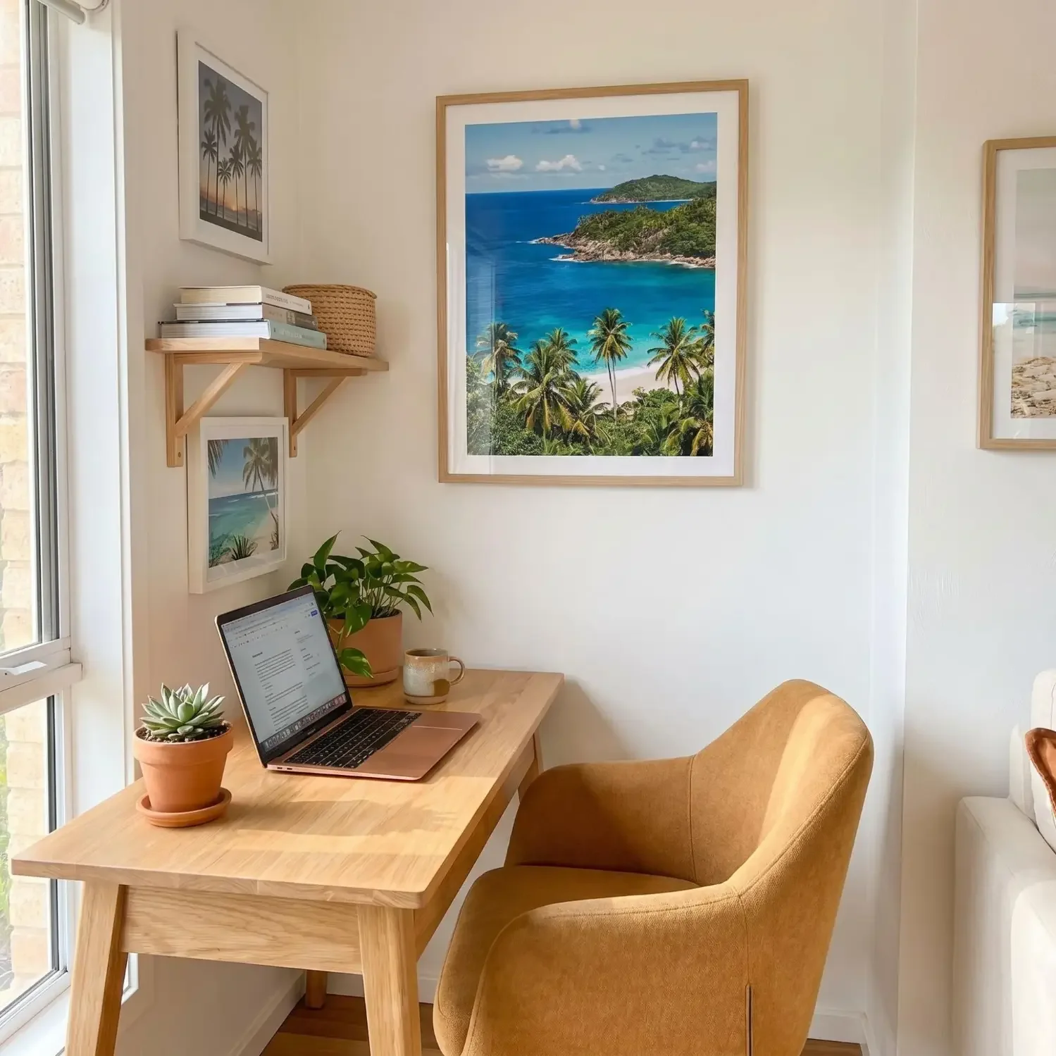 Vibrant tropical island framed photo in home office