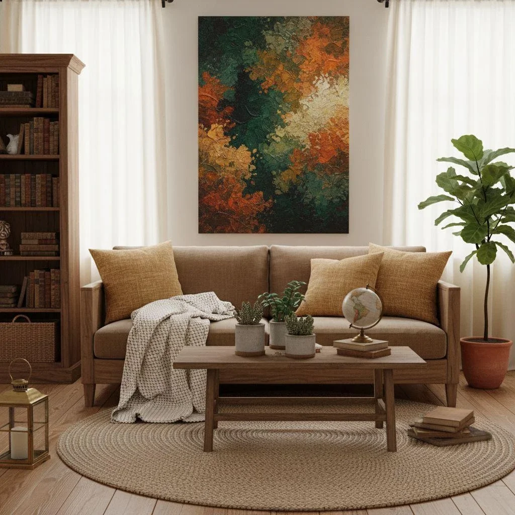 Classic living room with canvas art