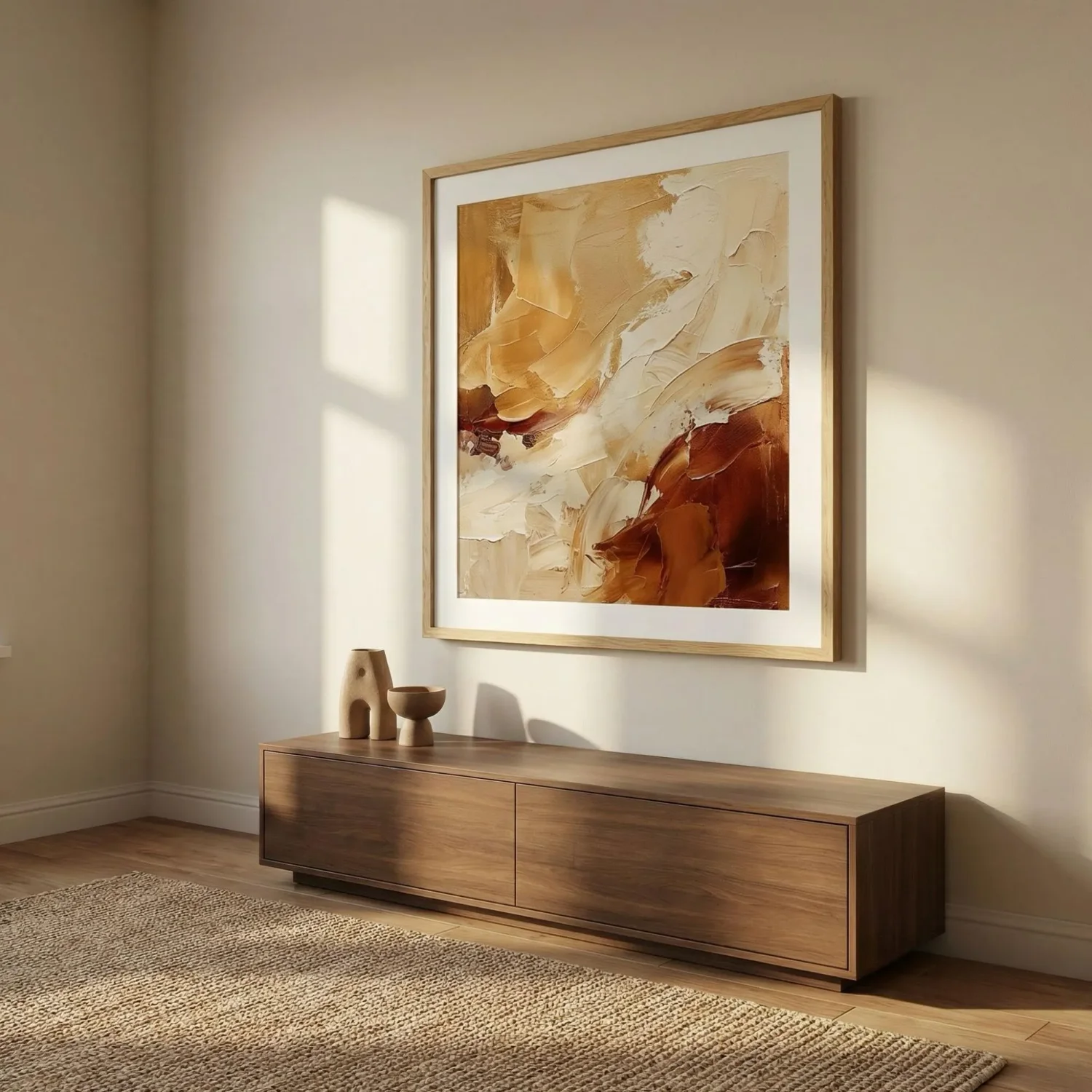 Oversized statement framed art print on wall