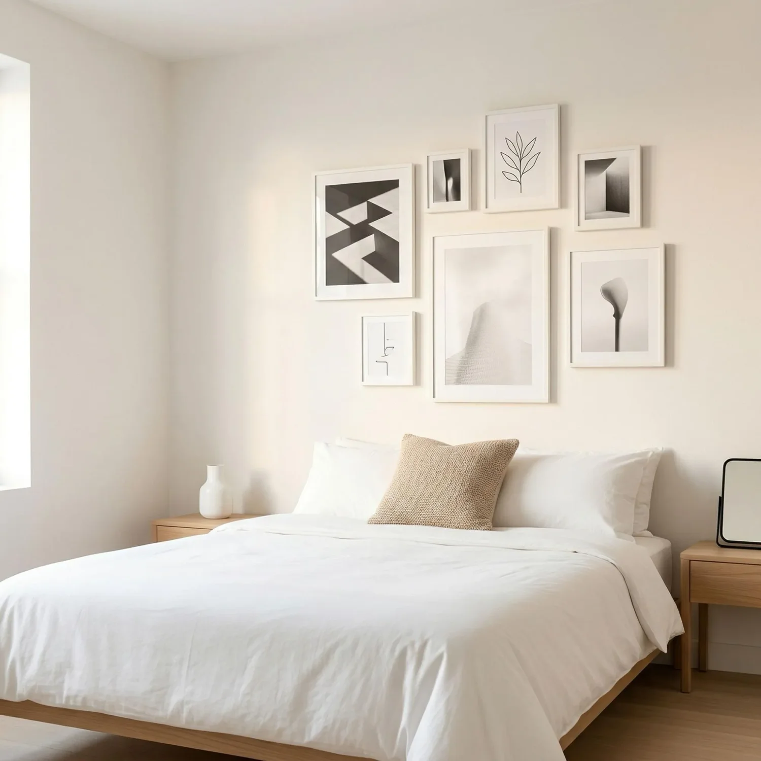 Minimalist black and white abstract framed wall art