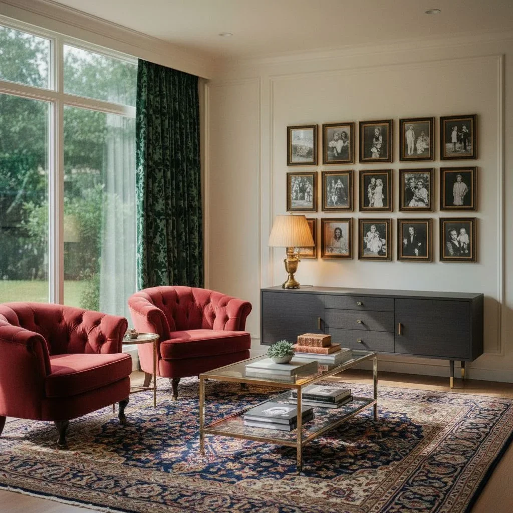 Traditional room with heritage photo gallery