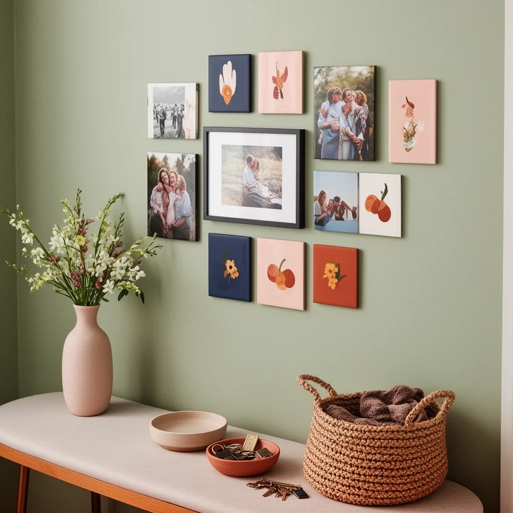 Seasonal colors and themes add depth to entryway