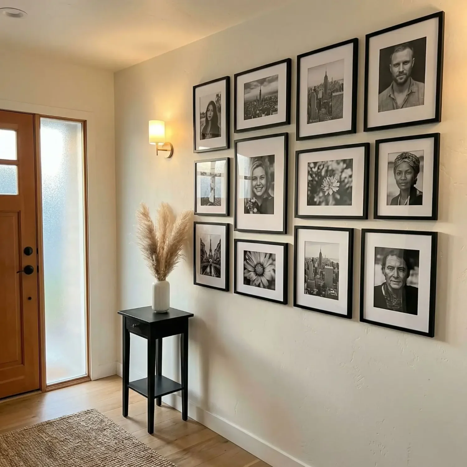 black and white photography wall