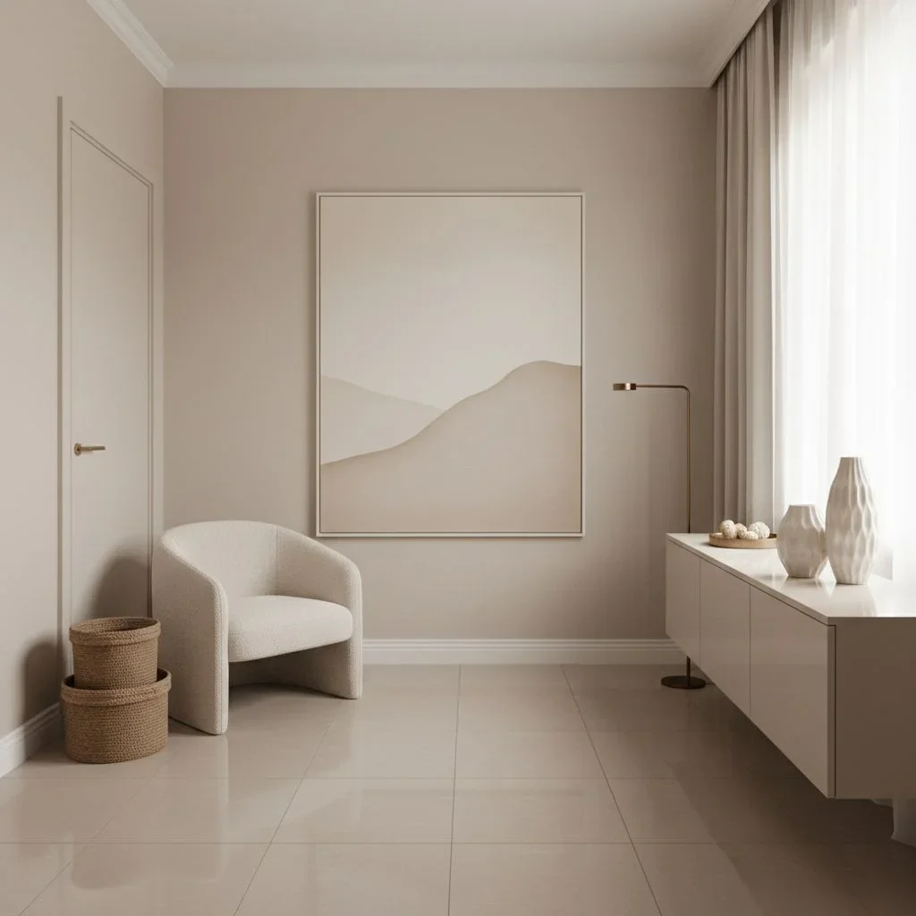 Light palette living room with reflective accents