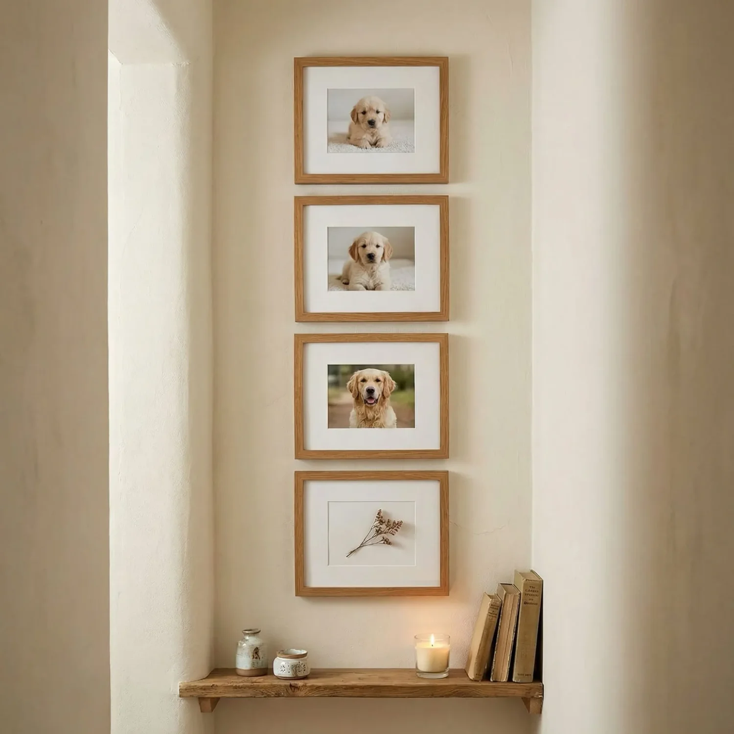 Puppy growth timeline framed photos wall