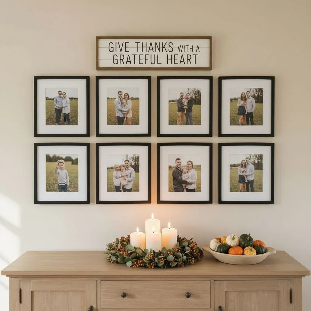 Minimalist dining room buffet with fall accents