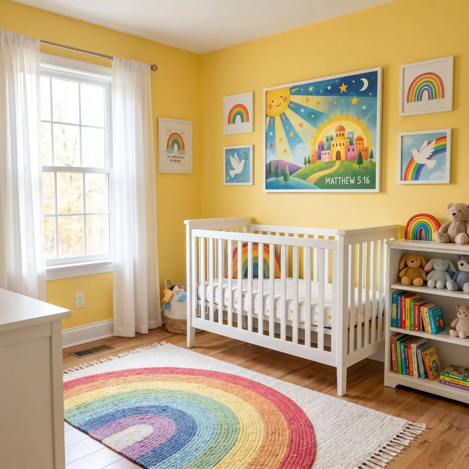 Colorful Christian art print in a bright nursery