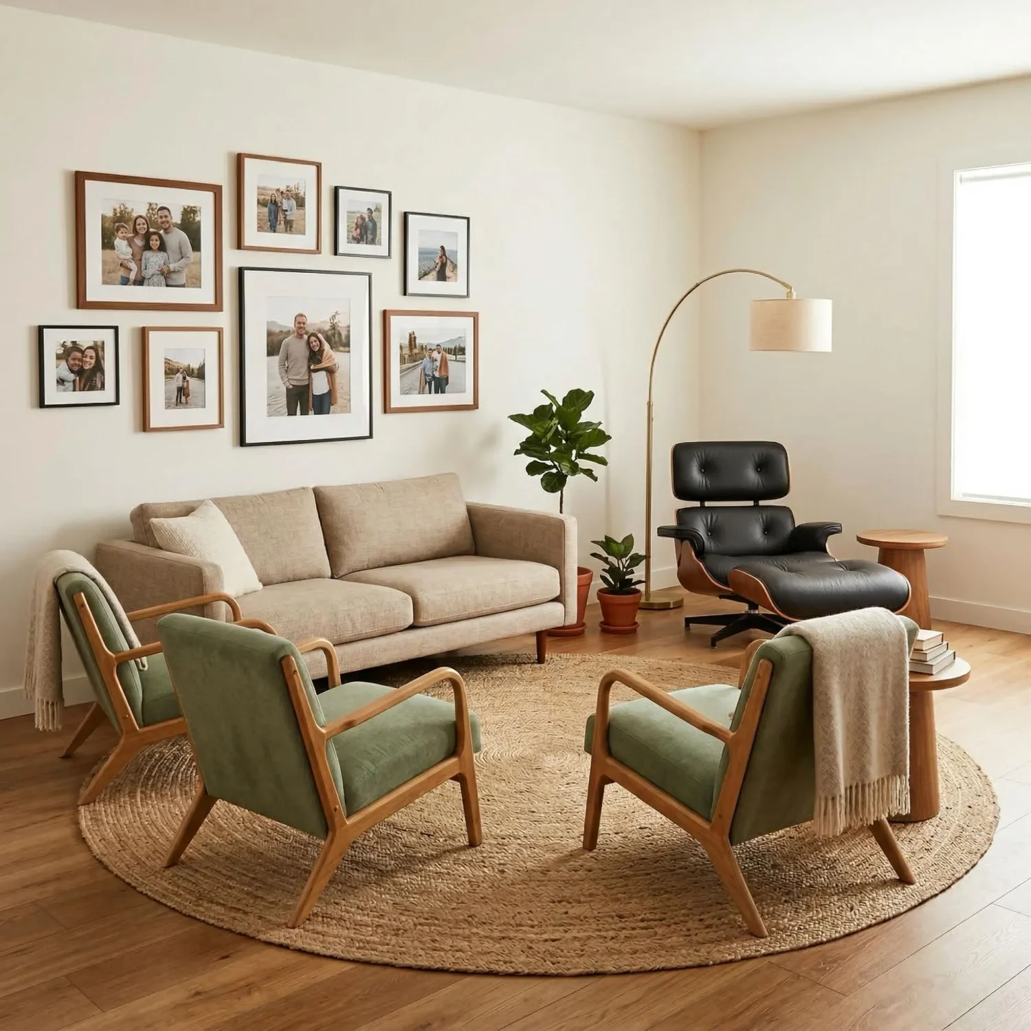 Conversation zone with accent chairs and reading nook